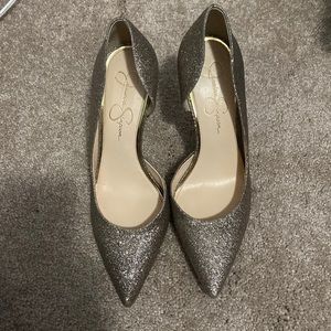 Jessica Simpson gold sparkle shoes.